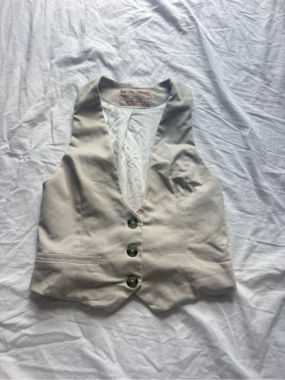 We The Free Pinstripe Cream Vest